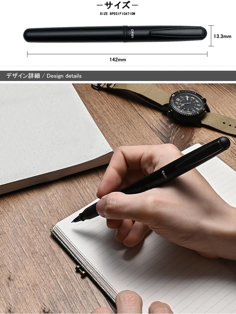 OHTO CR01 Ceramic Rollerball Pen Matte Black - Image 2